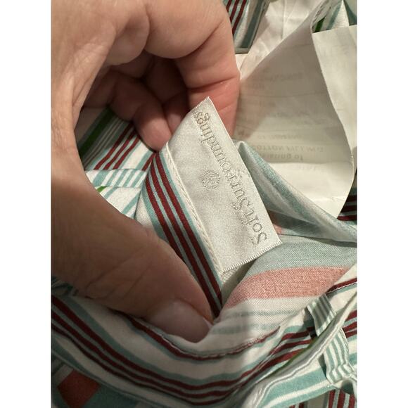 Soft Surroundings Quilted Floral Stripe Ruffle Cottagecore Farm Shams set 2 Boho - Picture 6 of 6